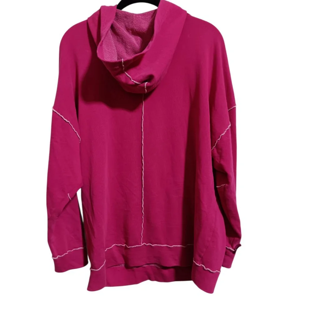 Wild Fable Seamed French Terry Hoodie Sweatshirt in Magenta - Picture 6 of 9